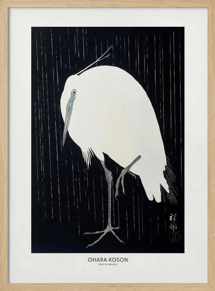 Egret In The Rain Ohara Koson