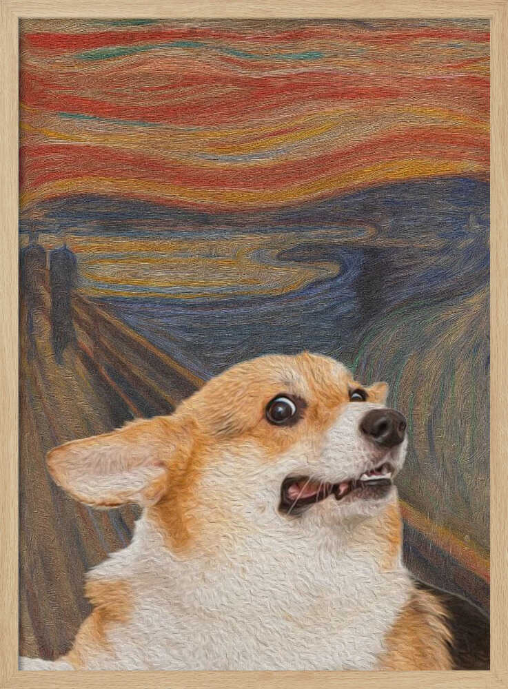 Scared Corgi Scream Art Print UK — Portrait Vibrant Wall Art — Living Room — Wall It All Prints