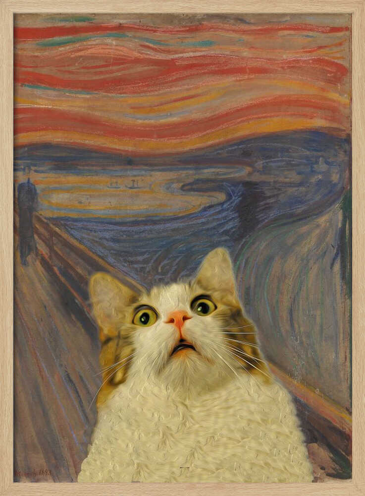 The Screaming Cat Art Print UK — Portrait Vibrant Wall Art — Living Room — Wall It All Prints