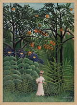Femme Se Promenant Dans Une Foret Exotique