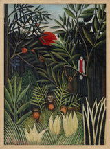 Monkeys And Parrot In The Virgin Forest