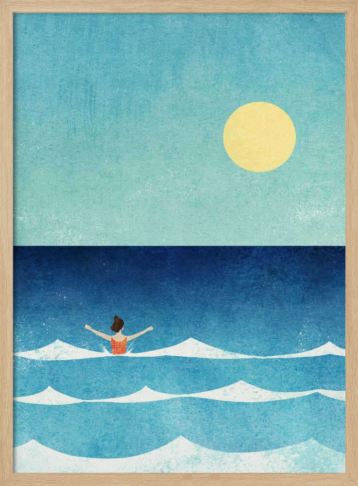 Sunny Ocean Swim Art Print UK — Portrait Vibrant Wall Art — Living Room — Wall It All Prints