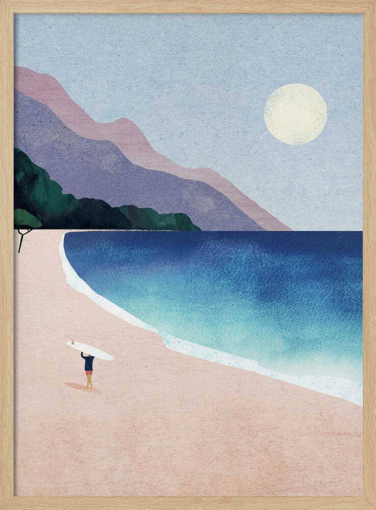 Peaceful Surfer Beach Art Print UK — Portrait Vibrant Wall Art — Living Room — Wall It All Prints