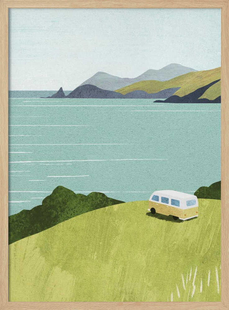 Coastal Van Journey Art Print UK — Landscape Vibrant Wall Art — Living Room — Wall It All Prints