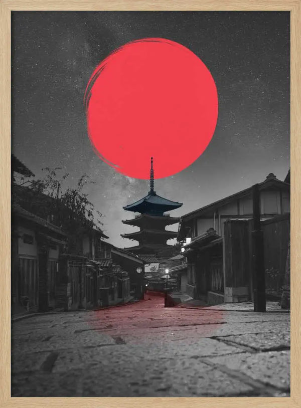 Iconic Pagoda Red Sun Art Print UK — Japanese Vibrant Wall Art — Living Room — Wall It All Prints