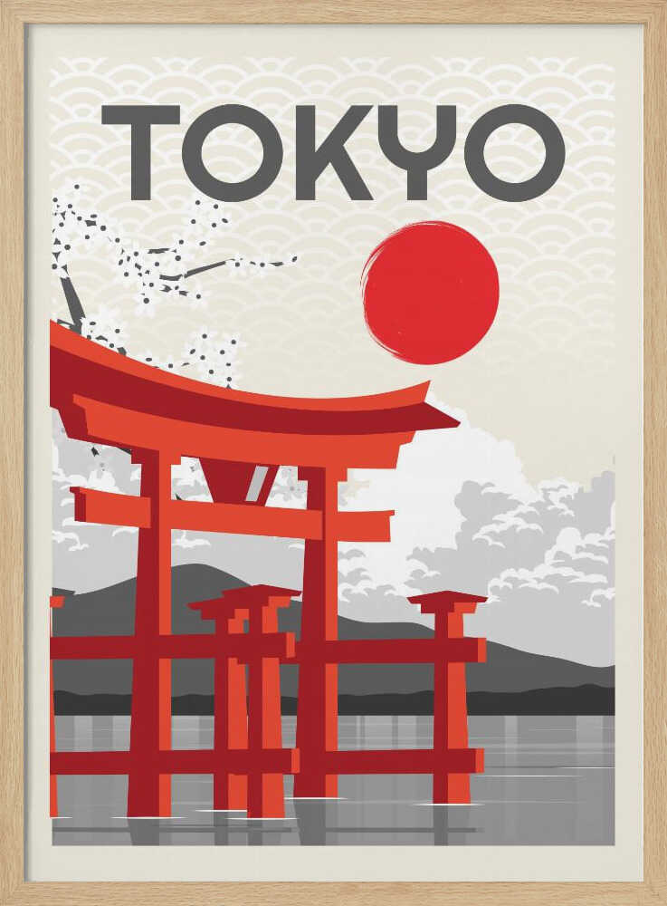 Tokyo Red Sun Torii Art Print UK — Japanese Vibrant Wall Art — Living Room — Wall It All Prints