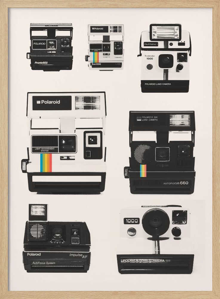 Vintage Instant Cameras Art Print UK — Abstract Vibrant Wall Art — Living Room — Wall It All Prints