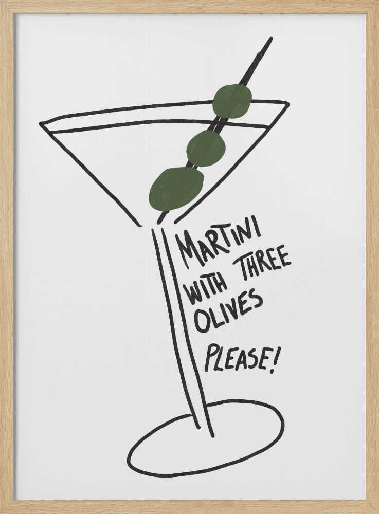 Olive Trio Martini Art Print UK — Abstract Vibrant Wall Art — Kitchen — Wall It All Prints