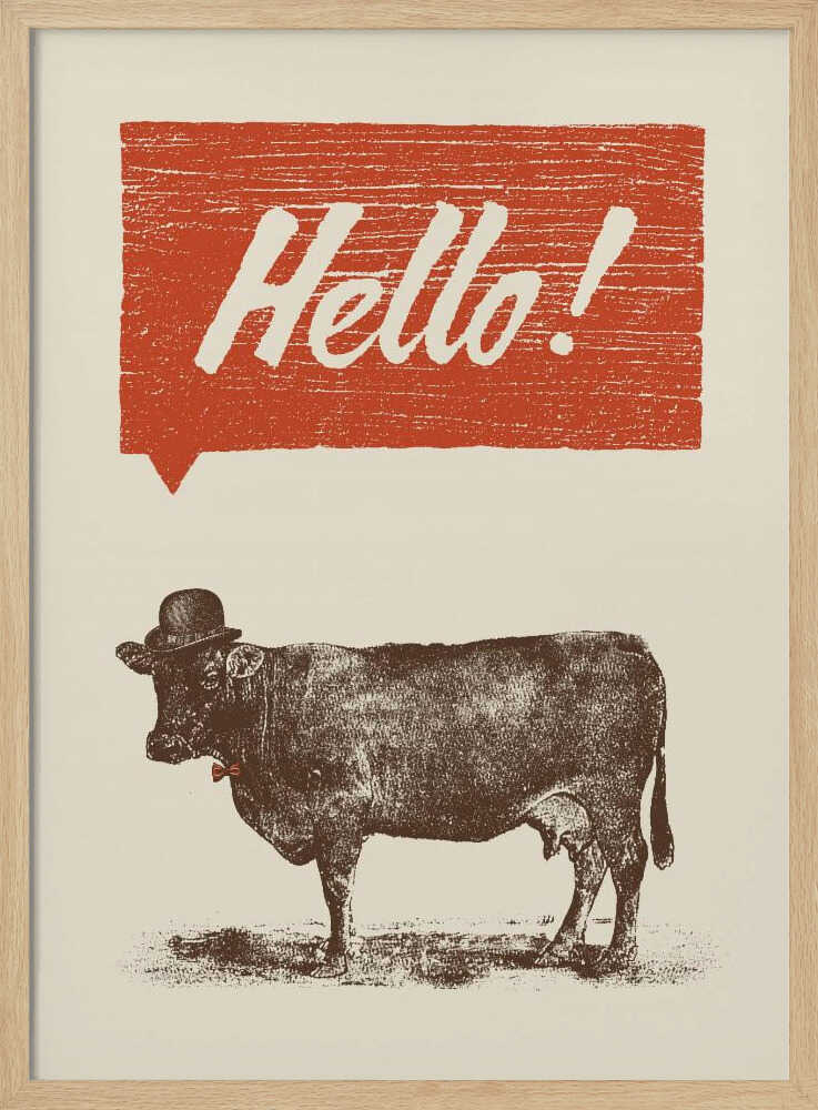 Hello Dapper Cow Art Print UK — Abstract Vibrant Wall Art — Living Room — Wall It All Prints