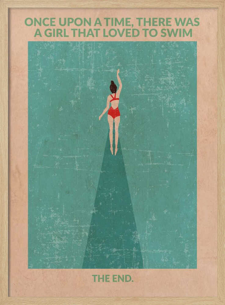 Red Swimsuit Swimmer Art Print UK — Portrait Vibrant Wall Art — Living Room — Wall It All Prints