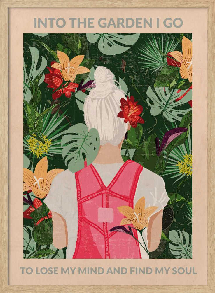 Woman In Tropical Garden Art Print UK — Botanical Vibrant Wall Art — Living Room — Wall It All Prints