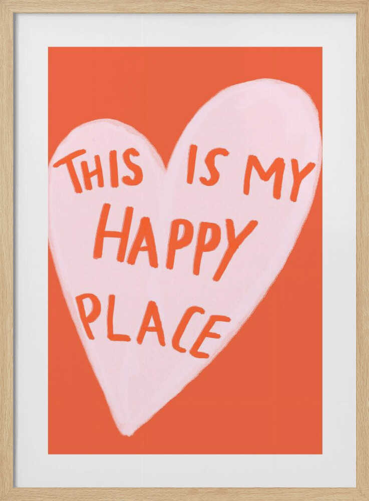 Happy Heart Message Art Print UK — Abstract Minimal Wall Art — Living Room — Wall It All Prints
