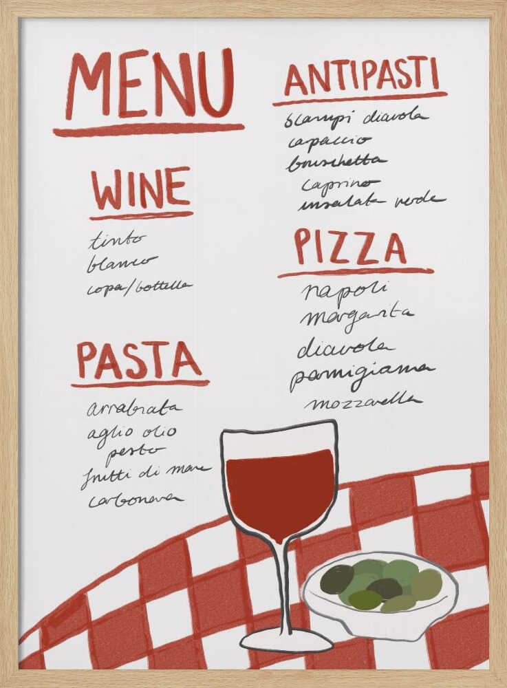 Italian Cuisine Delight Art Print UK — Vintage Vibrant Wall Art — Kitchen — Wall It All Prints