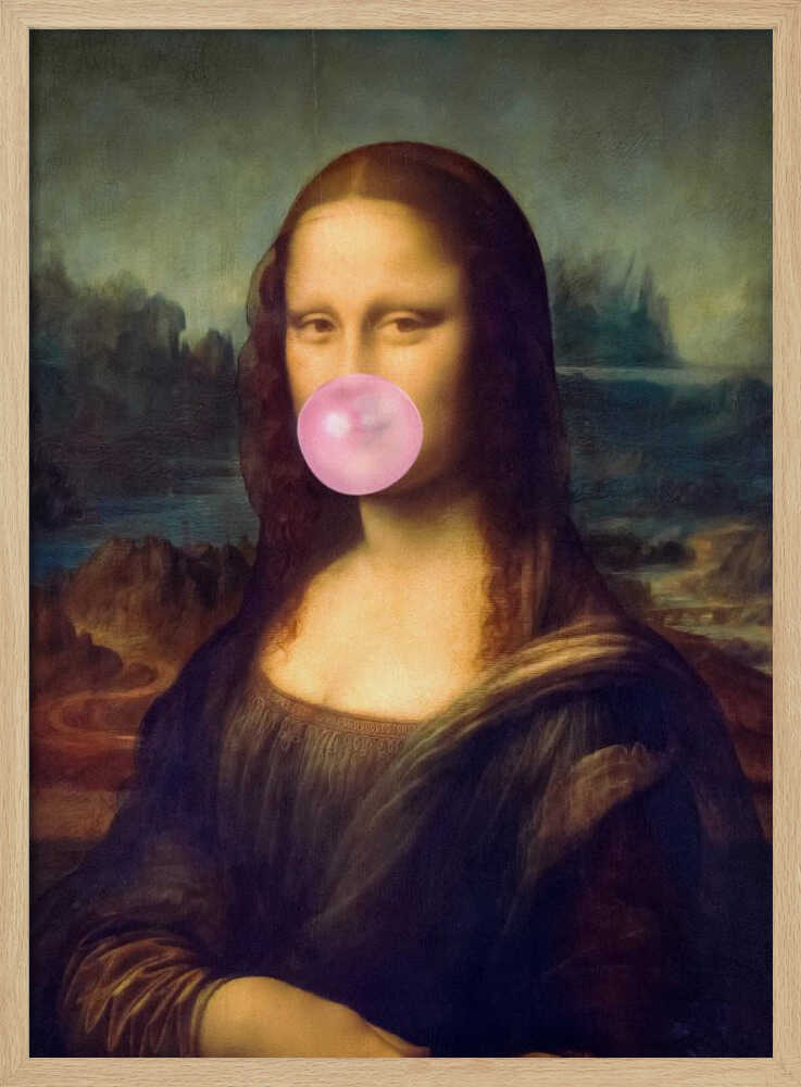 Mona Lisa Bubble Gum Art Print UK — Portrait Minimal Wall Art — Living Room — Wall It All Prints