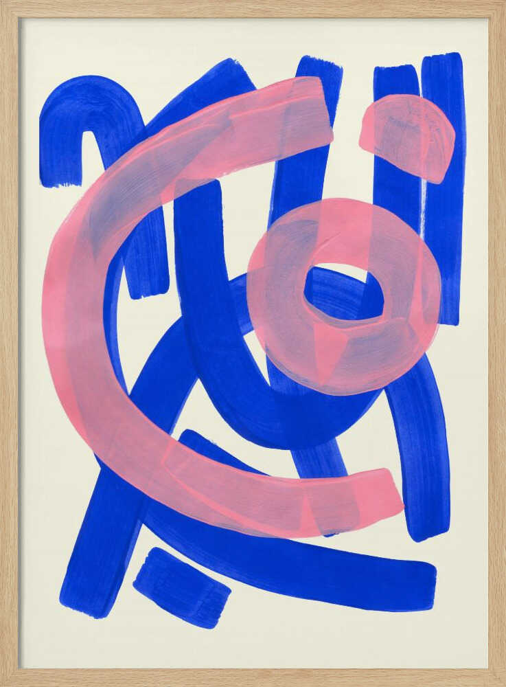 Vibrant Blue Pink Abstract Art Print UK — Abstract Vibrant Wall Art — Living Room — Wall It All Prints