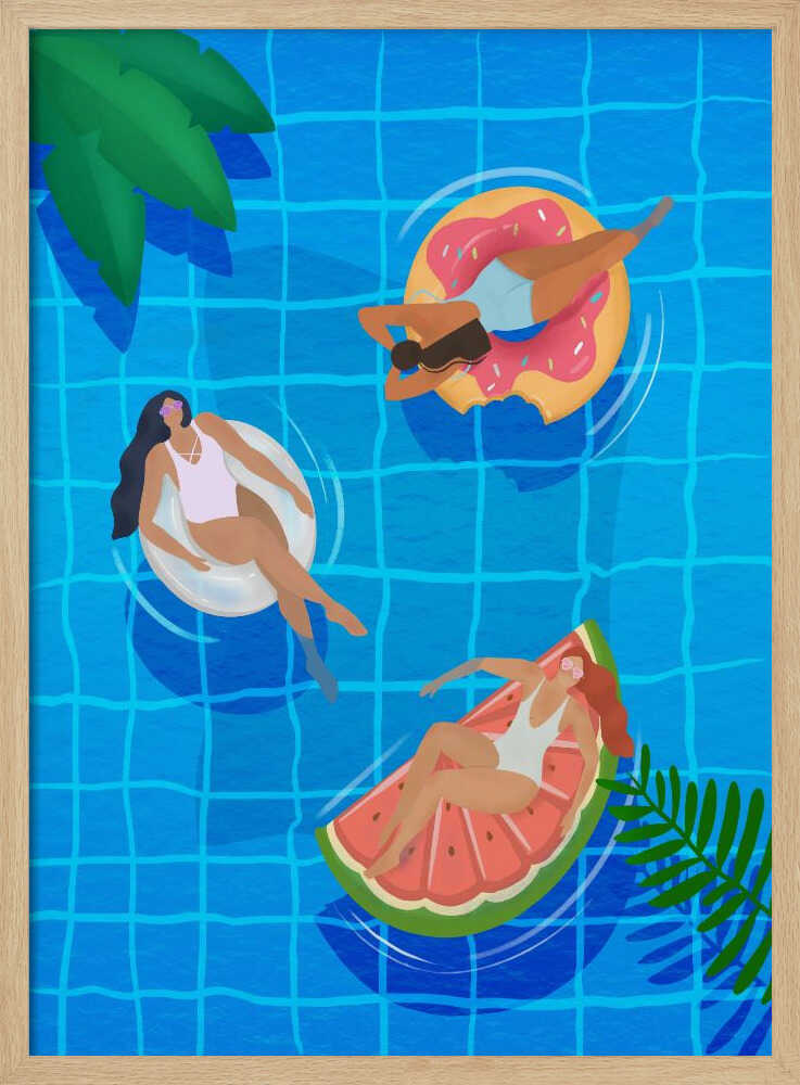 Pool Ladies Art Print UK — Abstract Vibrant Wall Art — Living Room — Wall It All Prints