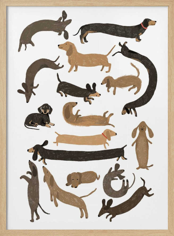 Cute Dachshund Dogs Art Print UK — Abstract Vibrant Wall Art — Nursery — Wall It All Prints