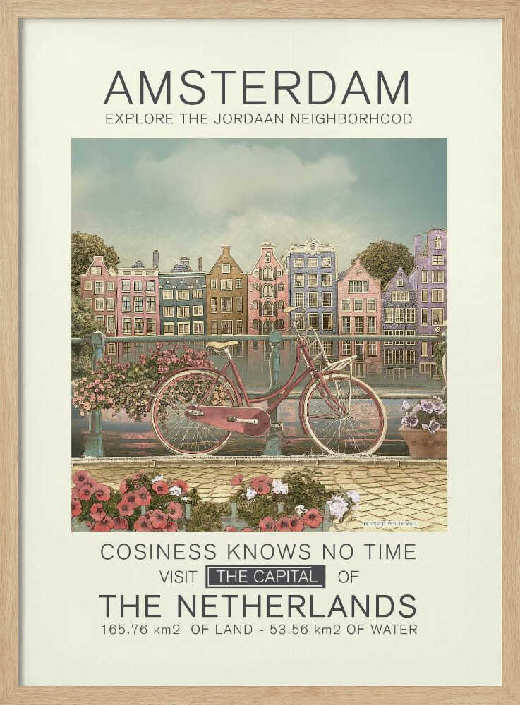 Amsterdam Canal Bicycle Art Print UK — Botanical Fresh Wall Art — Living Room — Wall It All Prints