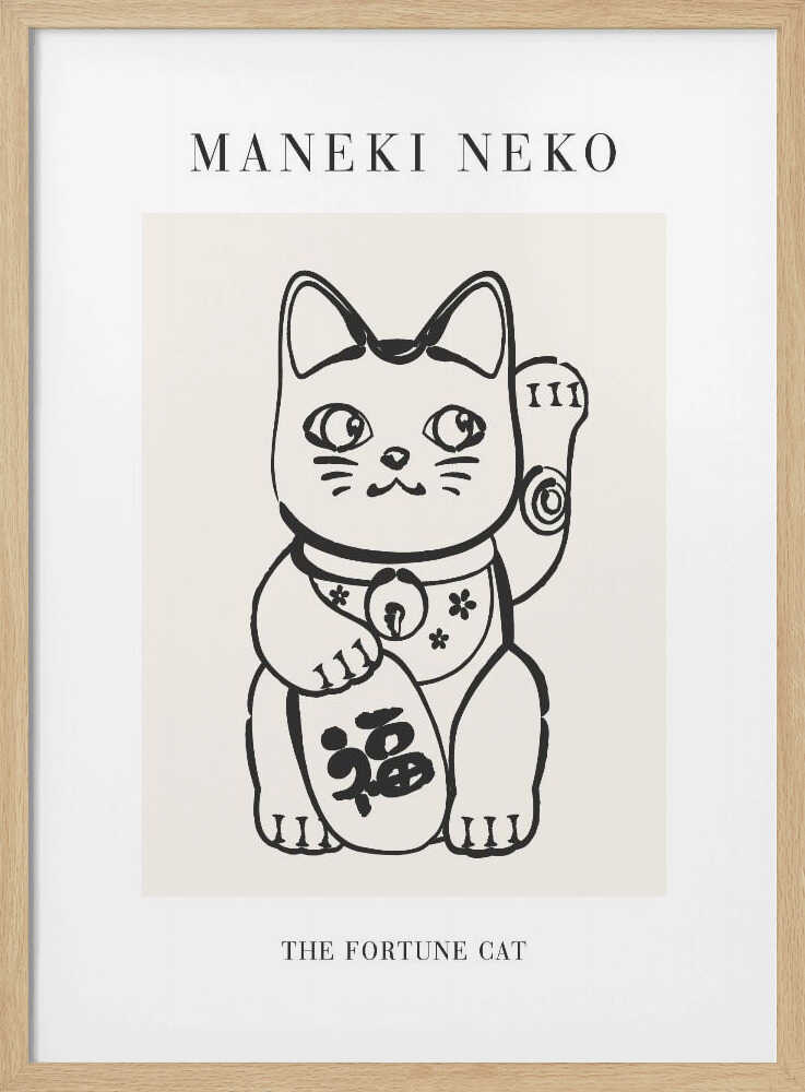 Maneki Neko Fortune Cat Art Print UK — Abstract Vibrant Wall Art — Living Room — Wall It All Prints