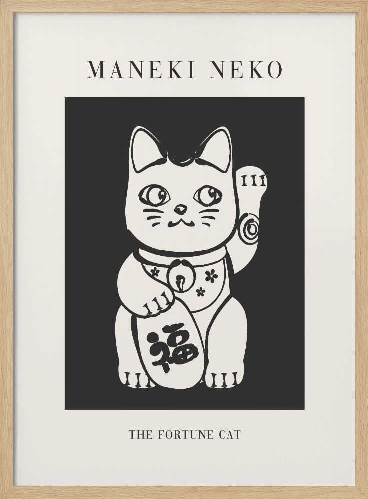 Maneki Neko Fortune Cat Art Print UK — Japanese Vibrant Wall Art — Living Room — Wall It All Prints