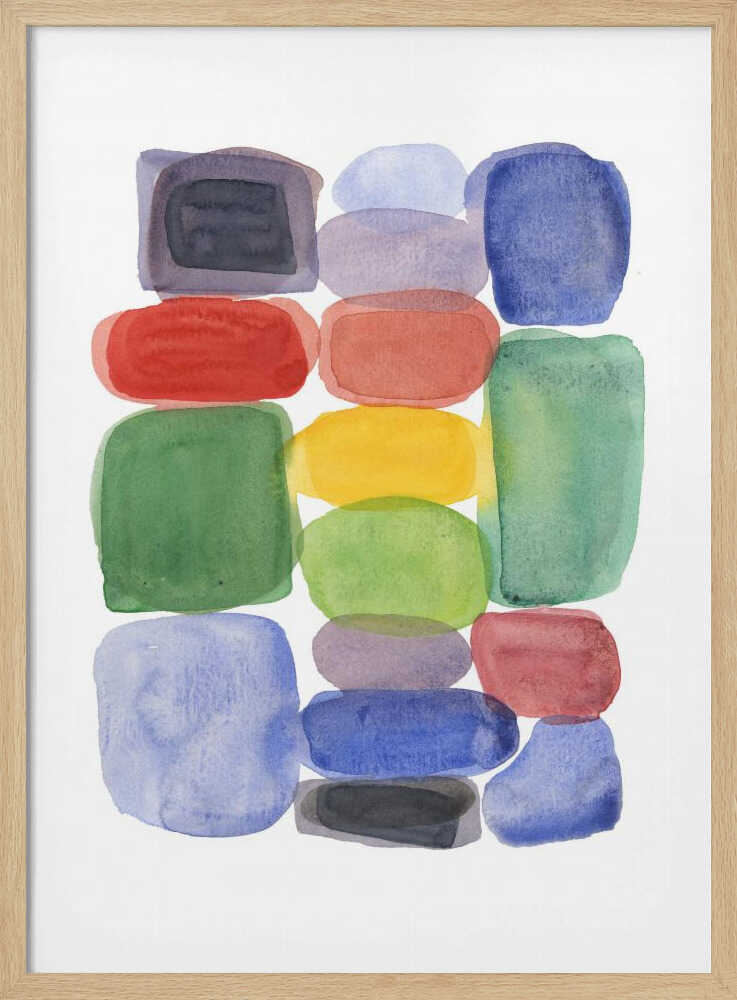 Colorful Stacked Shapes Art Print UK — Abstract Vibrant Wall Art — Living Room — Wall It All Prints
