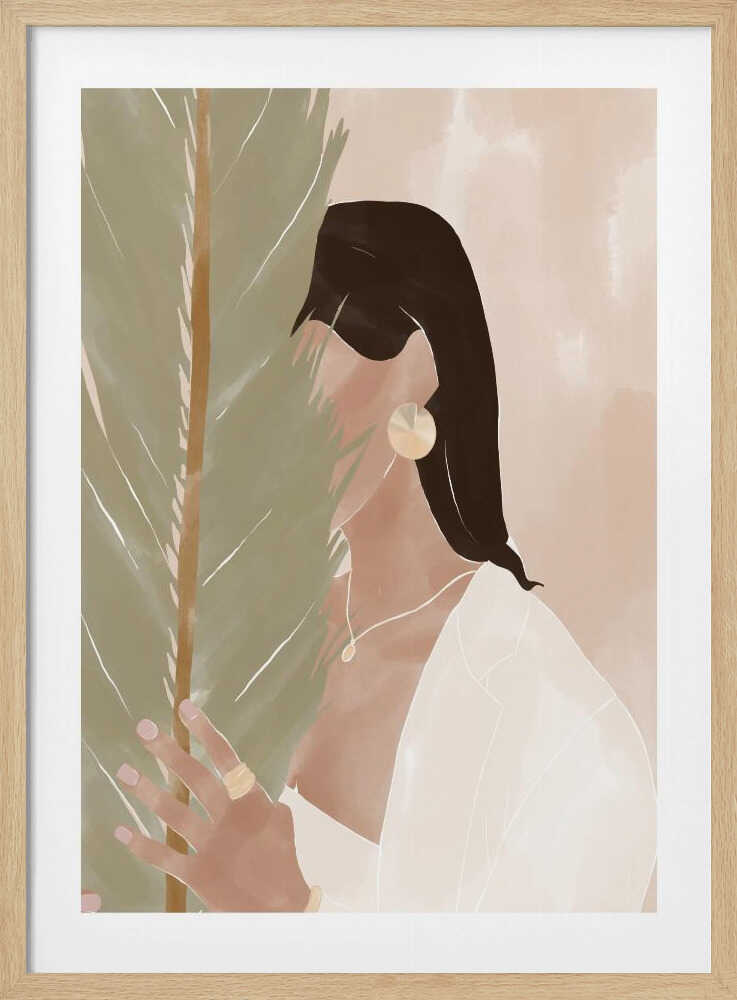 Elegant Woman Tropical Leaves Art Print UK — Botanical Fresh Wall Art — Living Room — Wall It All Prints