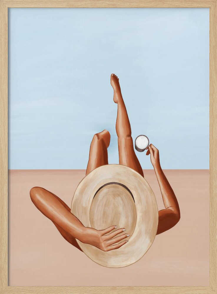 Sun Hat Relaxation Art Print UK — Portrait Warm Wall Art — Living Room — Wall It All Prints