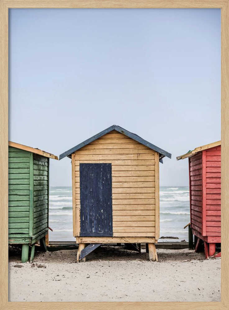 Colorful Beach Huts Art Print UK — Landscape Calm Wall Art — Living Room — Wall It All Prints