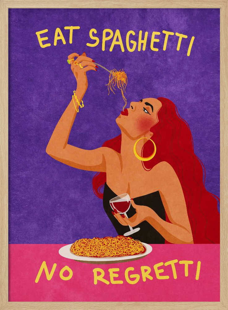 Eat spaghetti no regretti Art Print UK — Abstract Vibrant Wall Art — Kitchen — Wall It All Prints