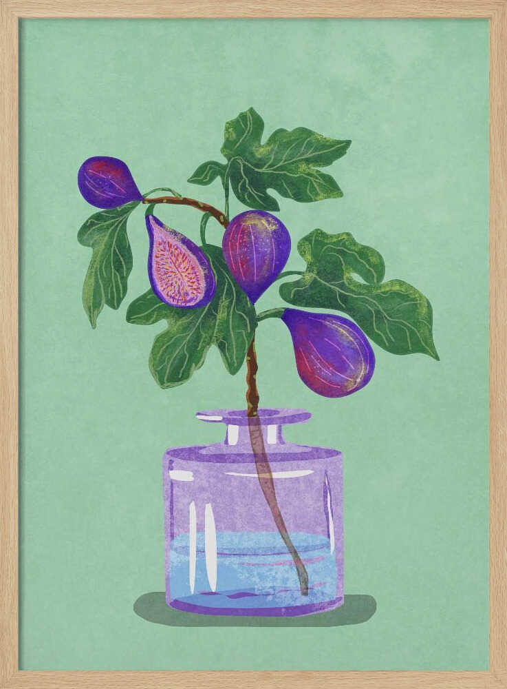 Figs Branch In Vase Art Print UK — Botanical Minimal Wall Art — Kitchen — Wall It All Prints
