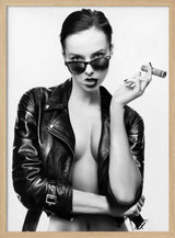 Edgy Woman Leather Jacket Art Print UK — Portrait Vibrant Wall Art — Living Room — Wall It All Prints
