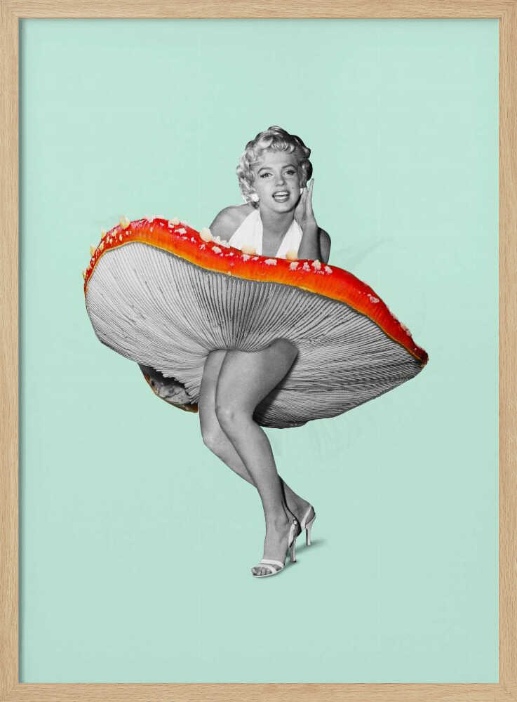 Marilyn Mushroom Skirt Art Print UK — Portrait Vibrant Wall Art — Office — Wall It All Prints