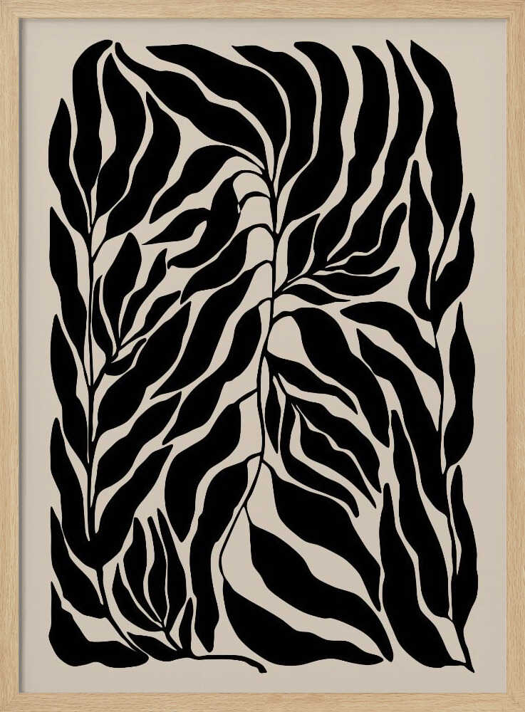 Organic Black Leaves Art Print UK — Botanical Dark Wall Art — Office — Wall It All Prints