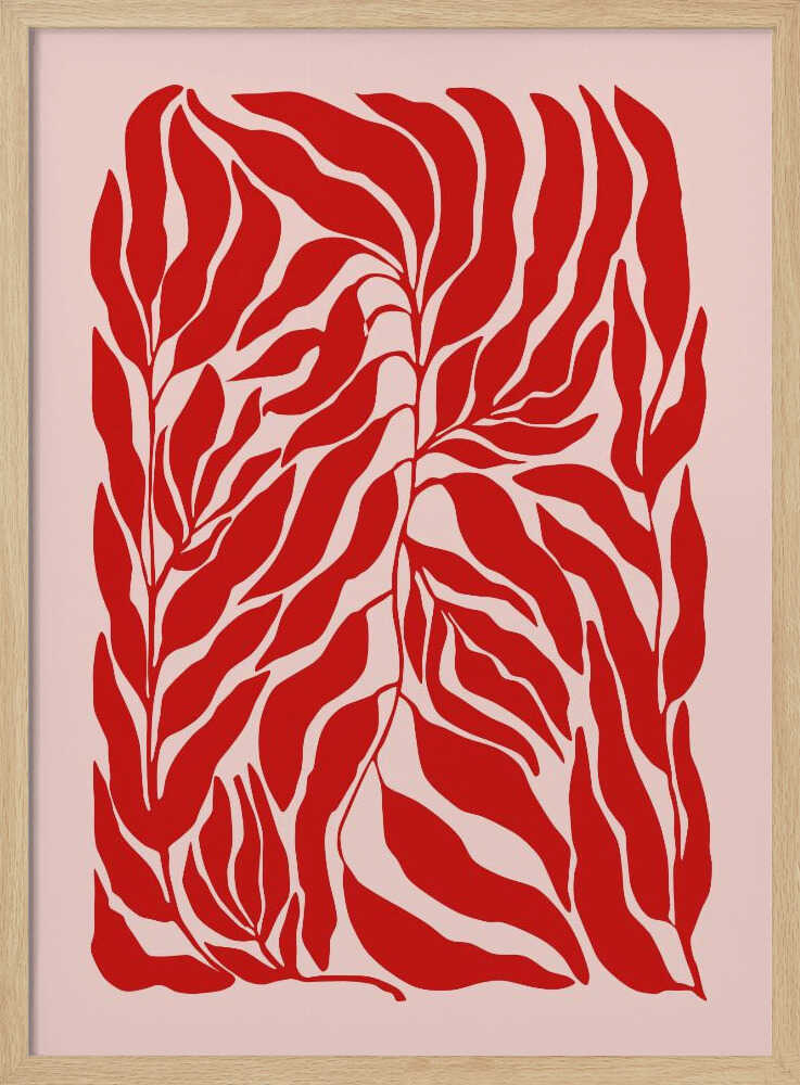 Vibrant Red Leaves Art Print UK — Botanical Vibrant Wall Art — Office — Wall It All Prints