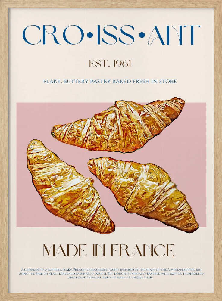 Golden French Croissants Art Print UK — Vintage Vibrant Wall Art — Kitchen — Wall It All Prints