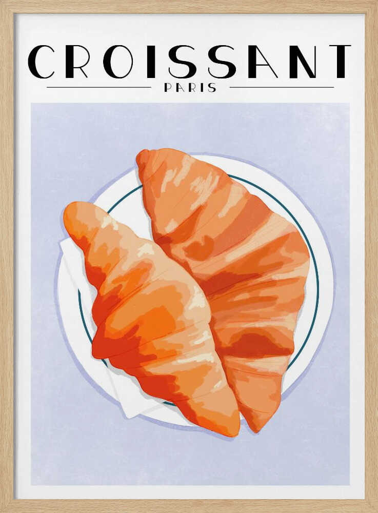 Golden Parisian Croissants Art Print UK — Food Vibrant Wall Art — Kitchen — Wall It All Prints