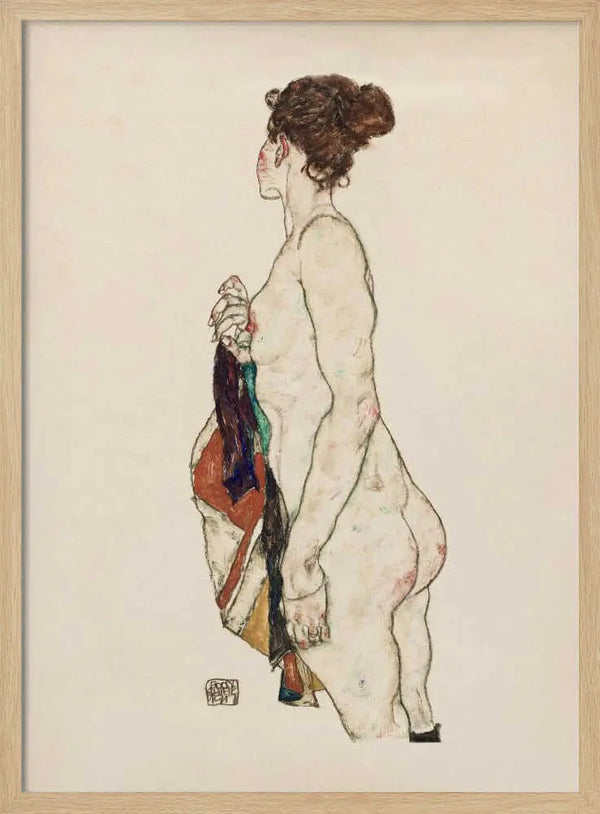 Standing Nude Woman With a Patterned Robe 1917 EGON SCHIELE