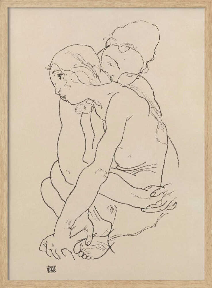 Woman and Girl Embracing 1918