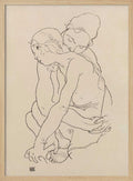 Woman and Girl Embracing 1918