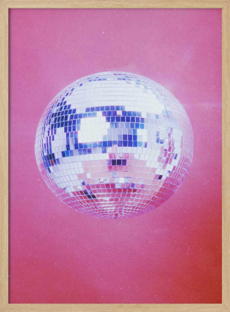 Pink Disco Ball Art Print UK — Vintage Vibrant Wall Art — Living Room — Wall It All Prints