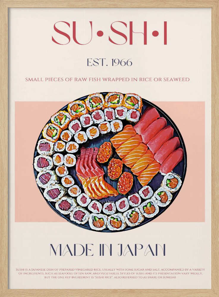 Japanese Sushi Feast Art Print UK — Japanese Minimal Wall Art — Kitchen — Wall It All Prints