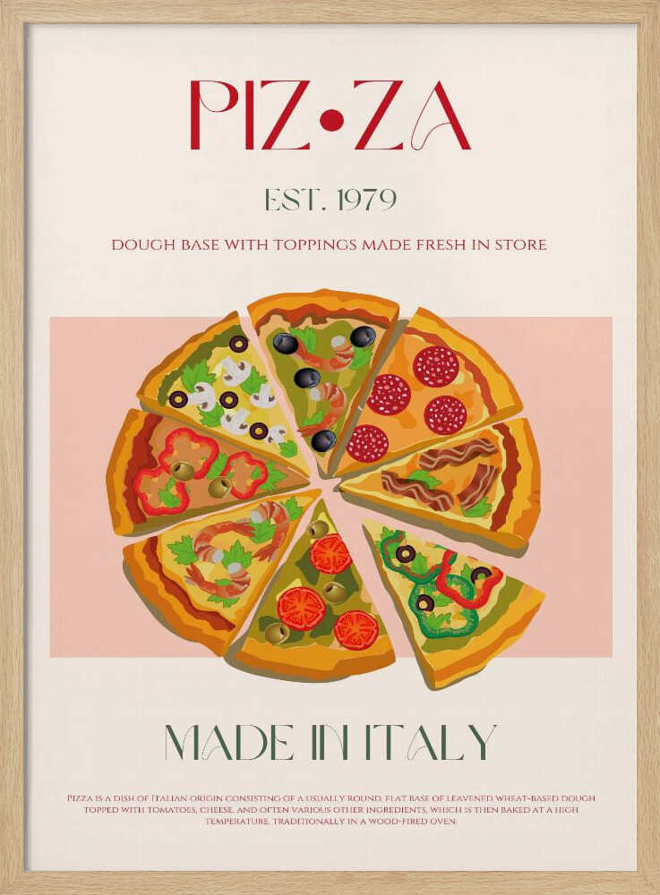 Fresh Italian Pizza Art Print UK — Abstract Vibrant Wall Art — Kitchen — Wall It All Prints