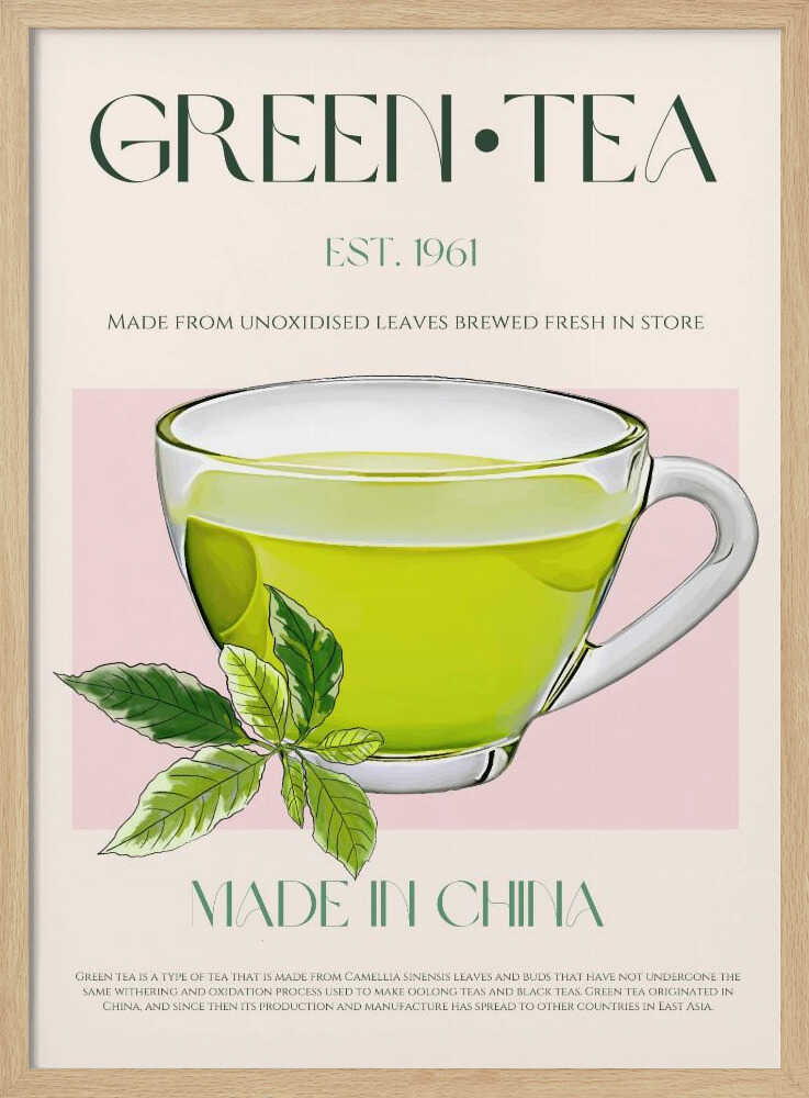 Fresh Green Tea Art Print UK — Botanical Fresh Wall Art — Kitchen — Wall It All Prints