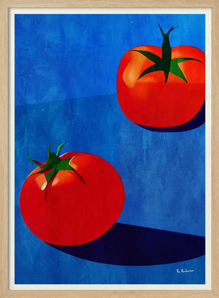 Red Tomatoes on Blue Art Print UK — Food Vibrant Wall Art — Kitchen — Wall It All Prints
