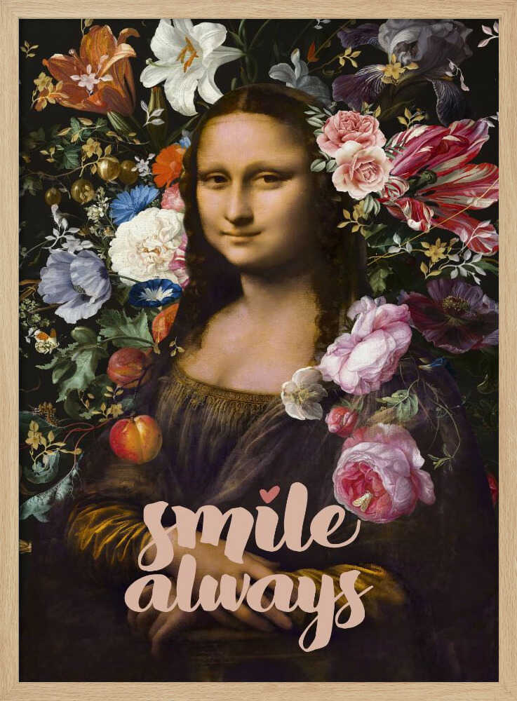 Mona Lisa Floral Smile Art Print UK — Botanical Calm Wall Art — Bedroom — Wall It All Prints