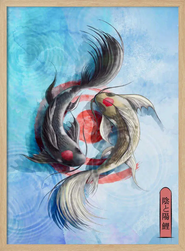 Yin Yang Koi Fish Art Print UK — Japanese Vibrant Wall Art — Living Room — Wall It All Prints