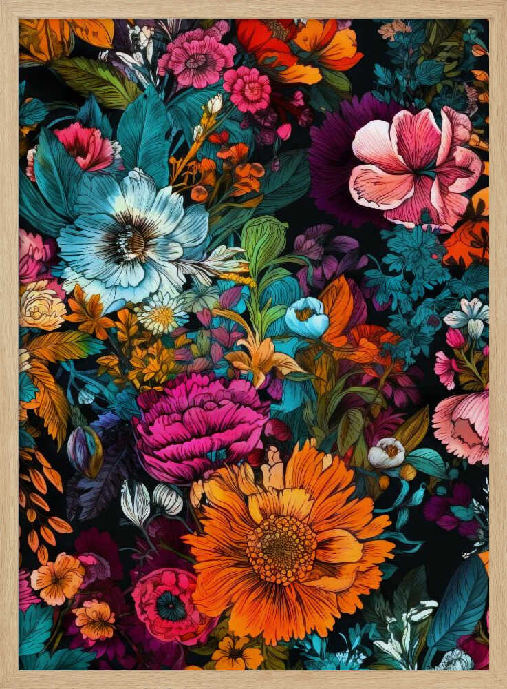 Vibrant Floral Garden Art Print UK — Botanical Fresh Wall Art — Living Room — Wall It All Prints