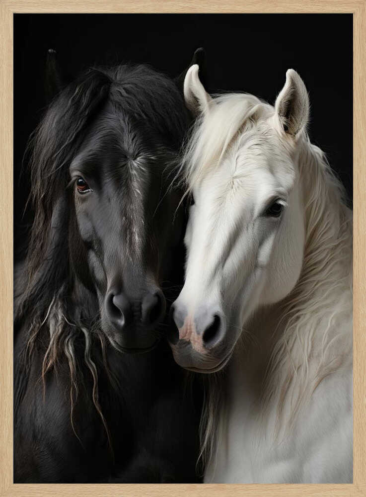 Elegant Horse Companions Art Print UK — Abstract Dark Wall Art — Nursery — Wall It All Prints