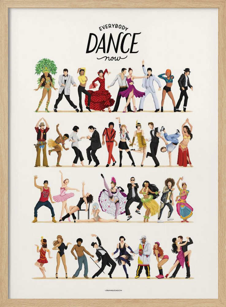 Energetic Dance Party Art Print UK — Portrait Vibrant Wall Art — Living Room — Wall It All Prints