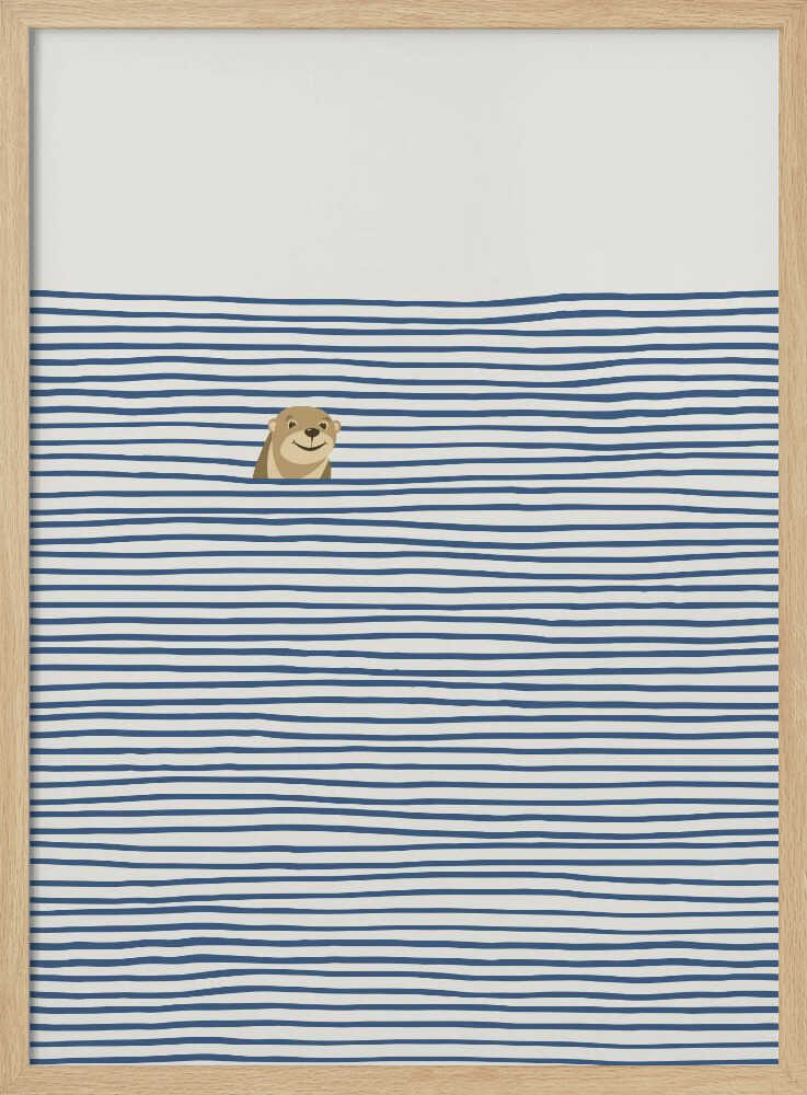Happy Otter In Stripes Art Print UK — Abstract Vibrant Wall Art — Bedroom — Wall It All Prints